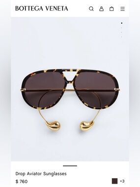 Authentic Bottega Veneta Aviator Gold Drop Sunglasses
